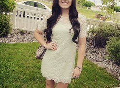 Young student wears a dress to school